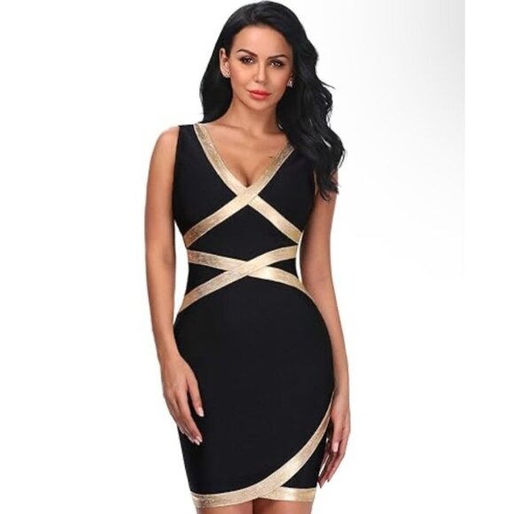Dresses & Skirts - Y2K Bandage Mini Dress Size XS Bodycon Fitted Metallic Cocktail Party 90s Sexy